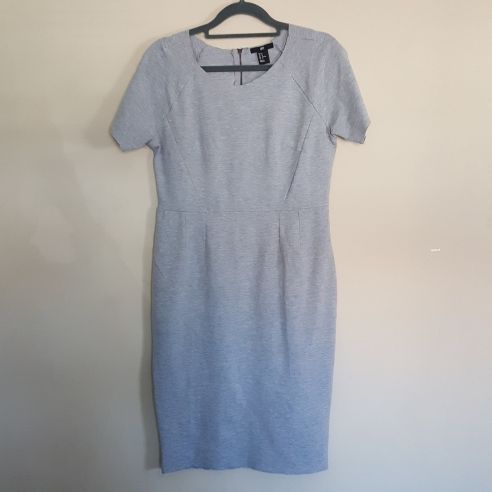 H&M grey stretch sheath dress size M